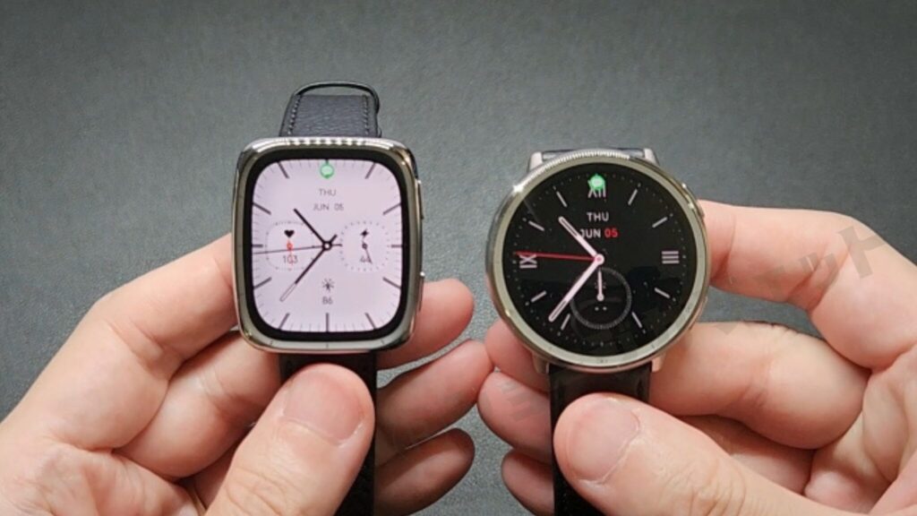 右はAmazfit Active 2(ラウンド)プレミアムVer.
