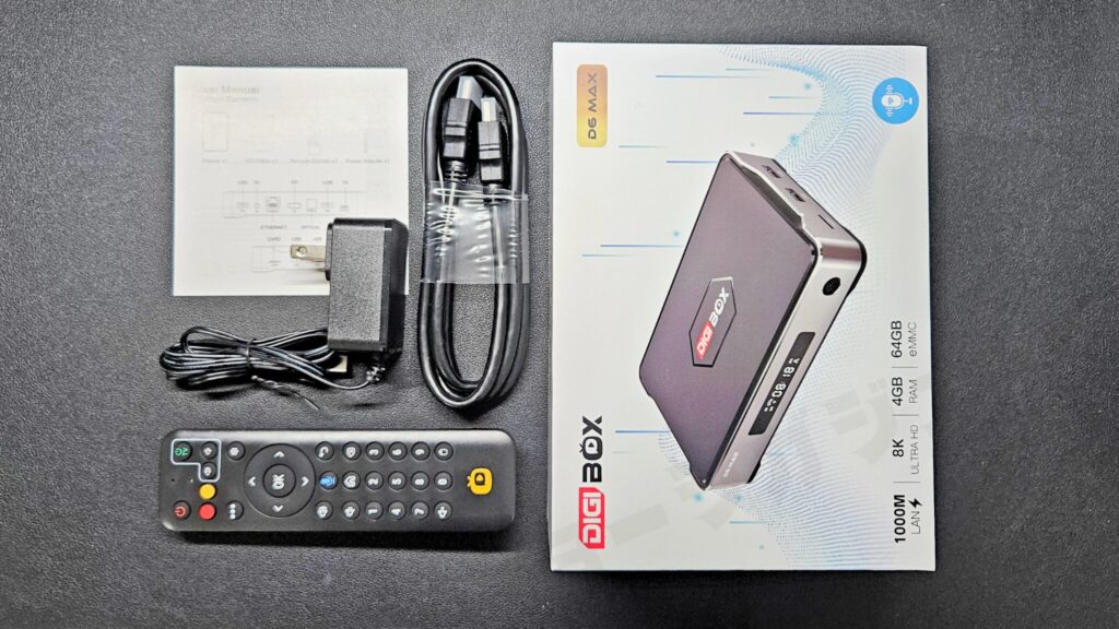 同梱物：ACアダプタ（5V-2A）、リモコン（単4×2）、説明書、HDMIケーブル ※電池は付属していません