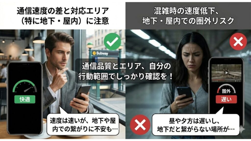 ポイント3：通信品質と対応エリア