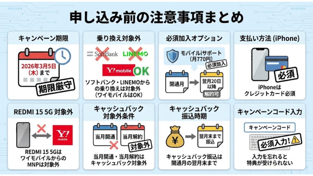 申し込み前の注意事項まとめ