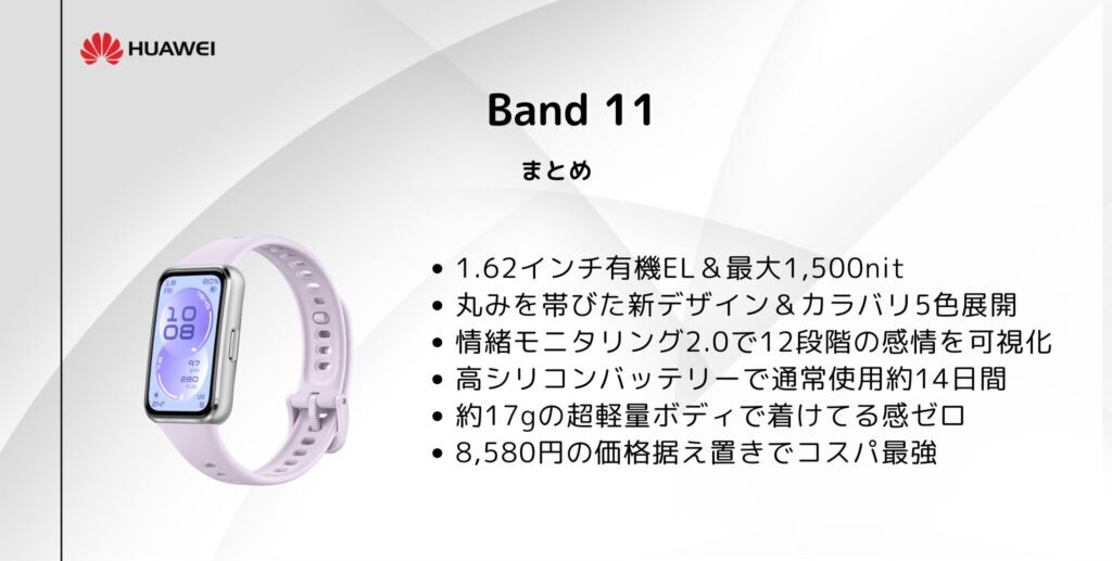 HUAWEI Band 11 のまとめ