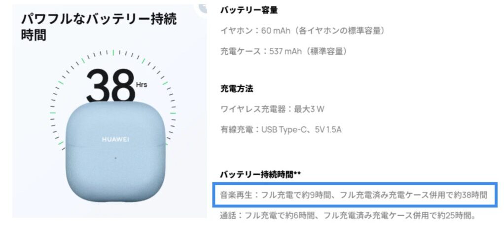 HUAWEI FreeClip 2 のバッテリー